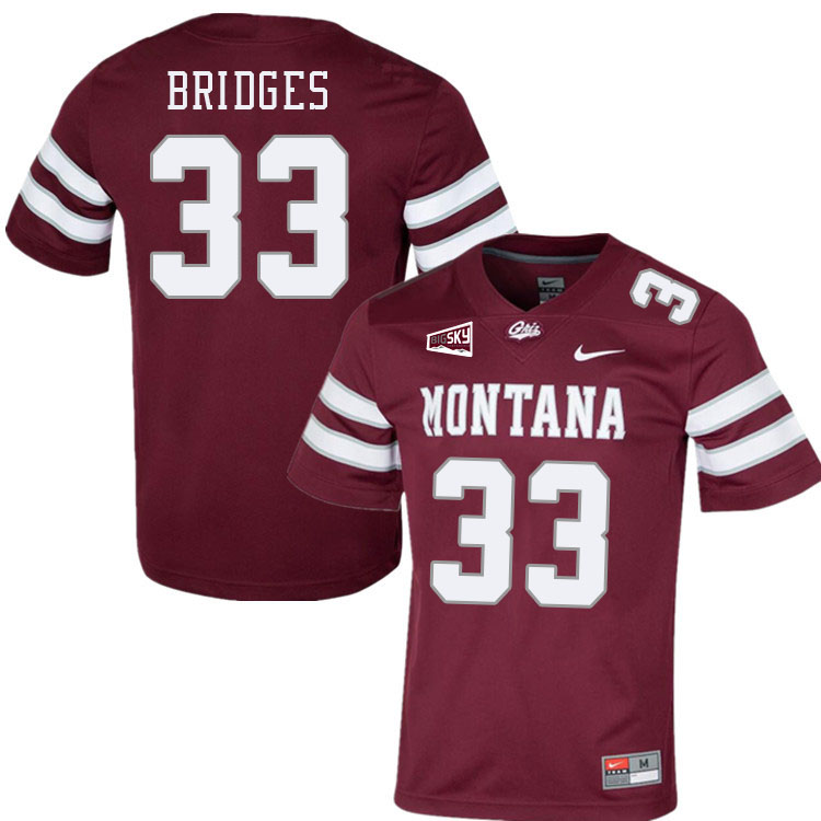 Montana Grizzlies #33 Lekeldrick Bridges College Football Jerseys Stitched Sale-Maroon